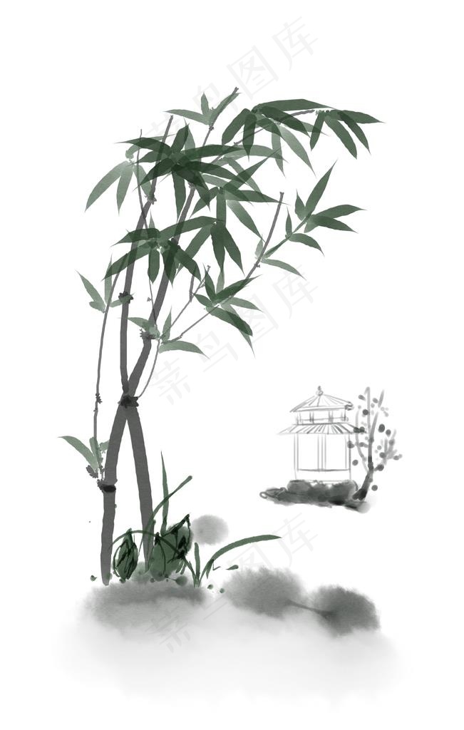 水墨竹子图片psd模版下载