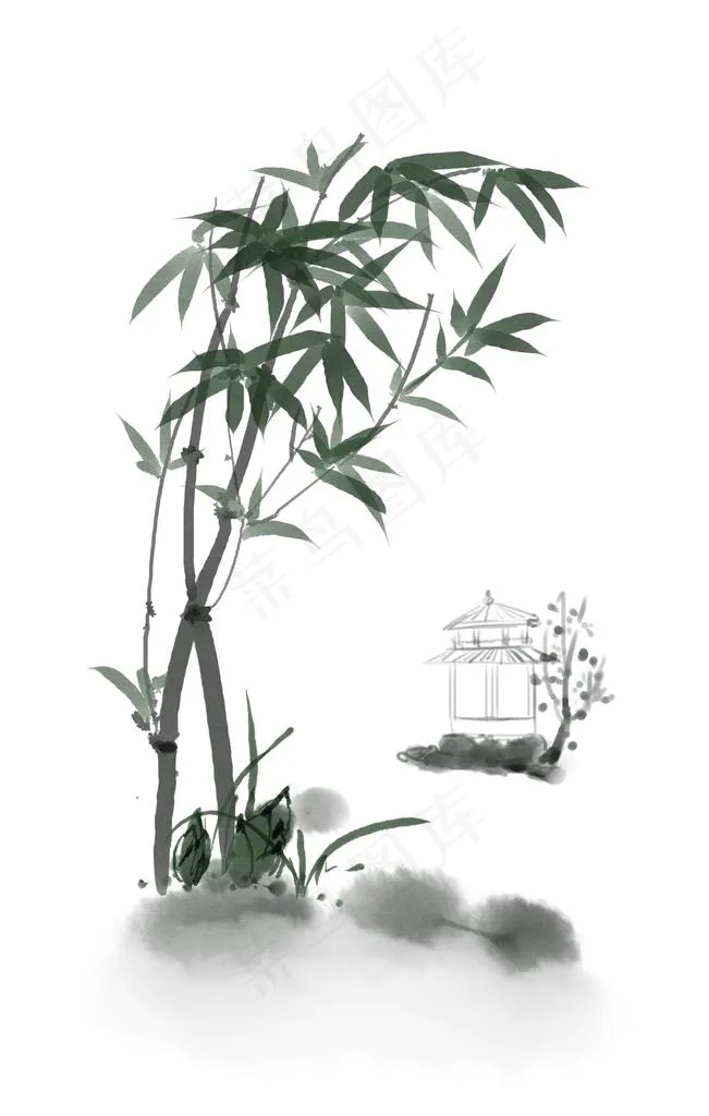 水墨竹子图片psd模版下载