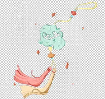 玉佩古风水墨水彩意境合成素材图片 玉佩古风水墨水彩意境合成素材图片