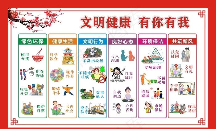 文明健康有你有我图片(2000X1300)cdr矢量模版下载