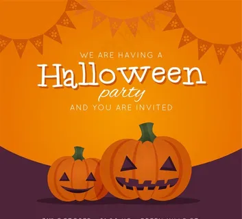 万圣南瓜头派对海报矢量图图片