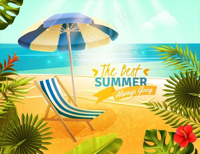 夏天元素海报图片eps,ai矢量模版下载