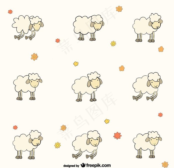 羊图案矢量图片
