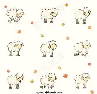 羊图案矢量图片