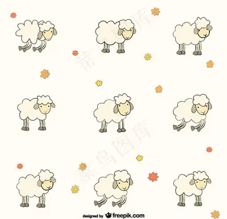 羊图案矢量图片