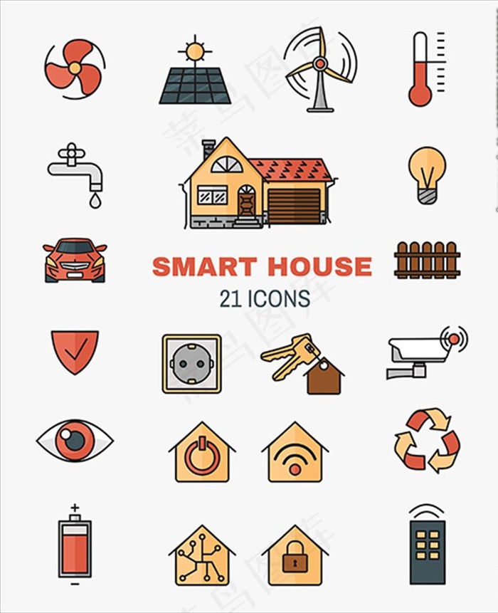 线条智能家居艺术图标图片