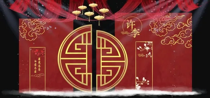 中式红色婚礼迎宾区效果图图片