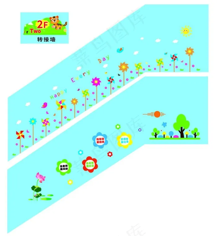 幼儿园卡通楼梯图片cdr矢量模版下载