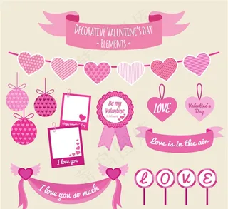 9款粉色情人节装饰物矢量图图片