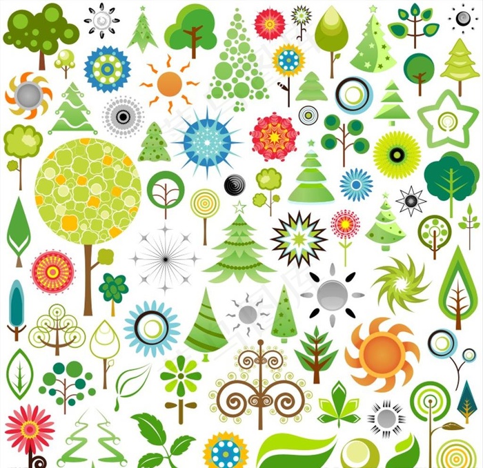 卡通矢量花草图片