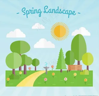 卡通春天公园风景图片
