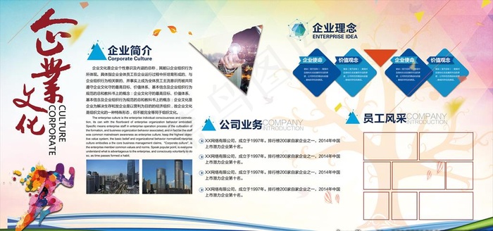 公司企业文化墙展板背景图片下载(7087X3543(DPI:150))psd模版下载
