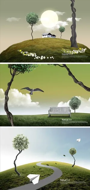 树干草地小路背景图片 树干草地小路背景图片