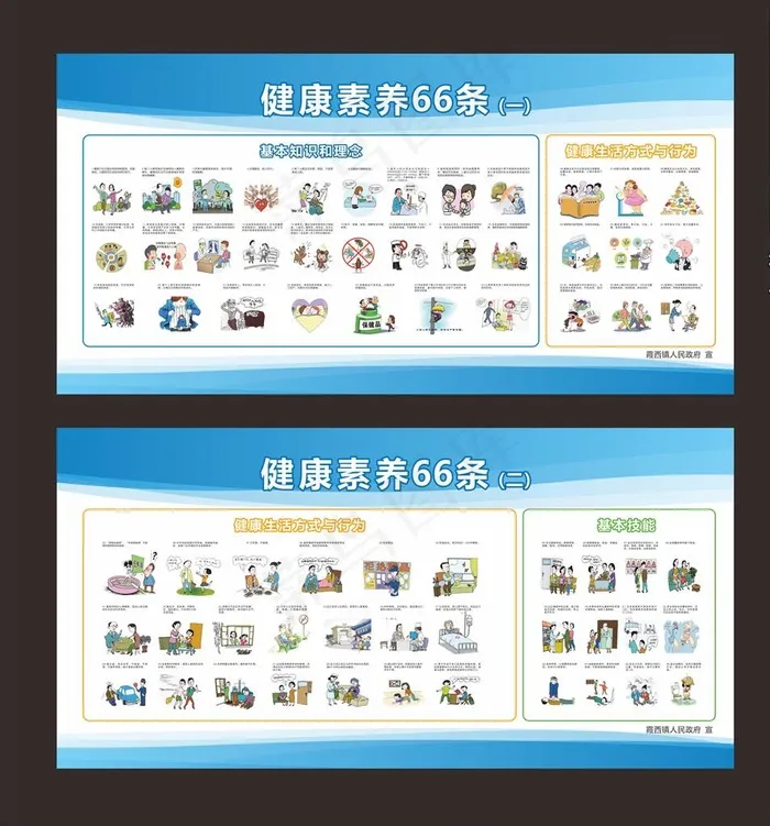 健康素养66条图片(210X297)cdr矢量模版下载