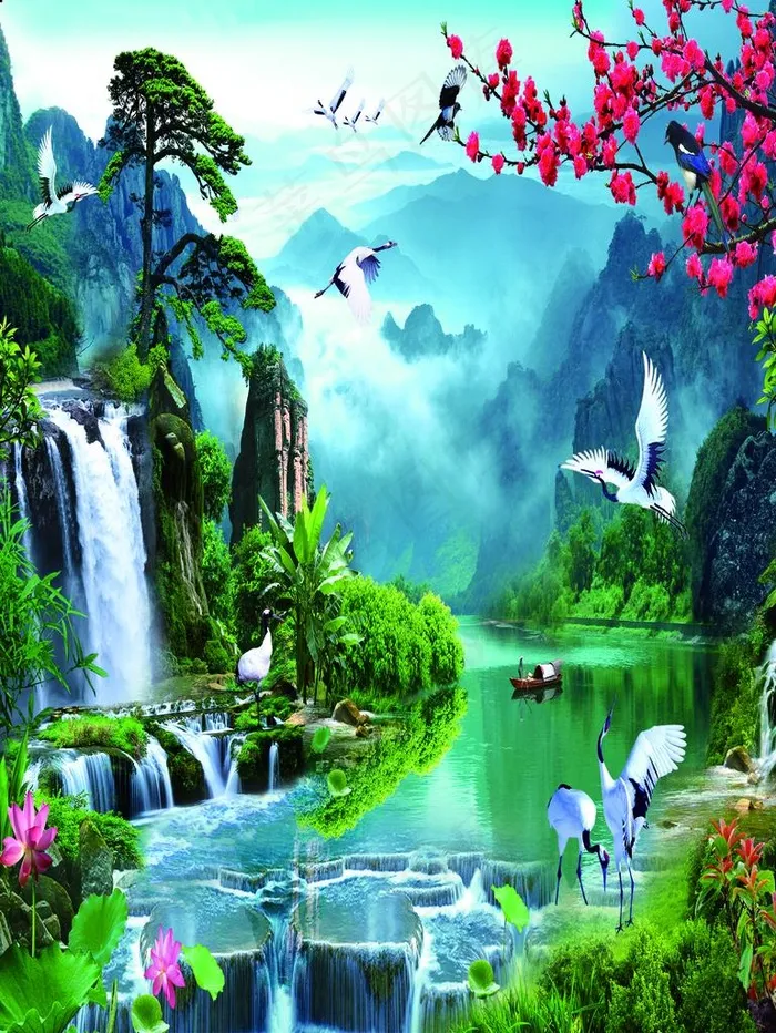 山水画图片(3572X4564(DPI:72))psd模版下载