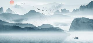 中国风意境水墨山水图片