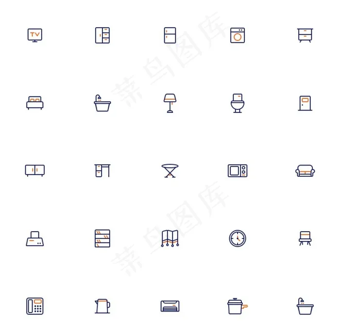 线性彩色家具图标图片psd模版下载