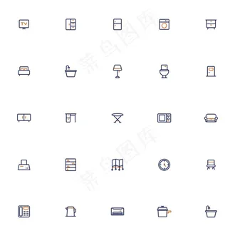线性彩色家具图标图片