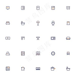 线性彩色家具图标图片