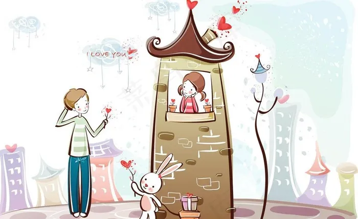 卡通  男孩   女孩图片