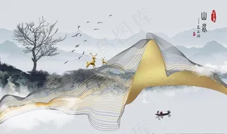 唯美意境山水背景图片