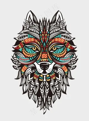 矢量狼纹身图案图片
