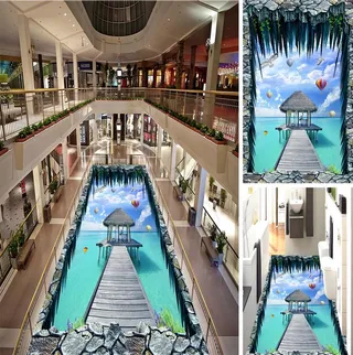 沙滩海洋3D地板地画图片