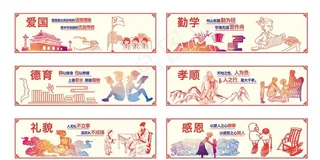 校园文化墙绘展板墙围图片