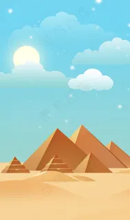 卡通沙漠金字塔背景图片
