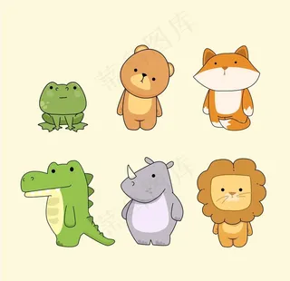 可爱动物钥匙扣矢量插画素材图片