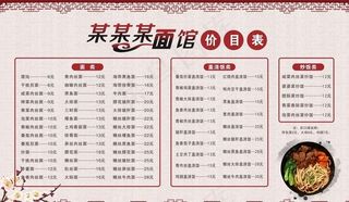 面馆价格表图片