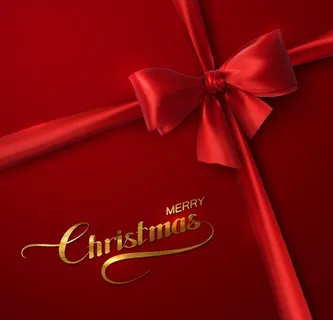 红色奢华圣诞节丝带蝴蝶背景图片