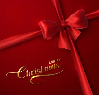 红色奢华圣诞节丝带蝴蝶背景图片