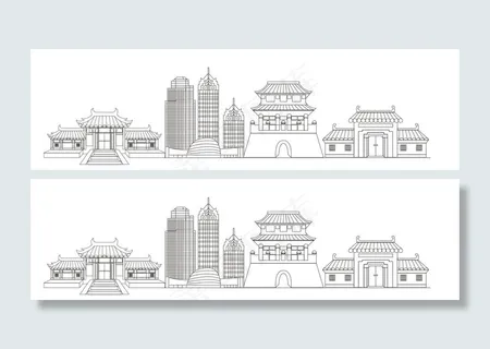 福州古建筑线条图图片 福州古建筑线条图图片