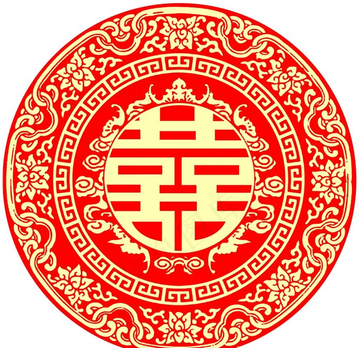 圆形喜字图片psd模版下载