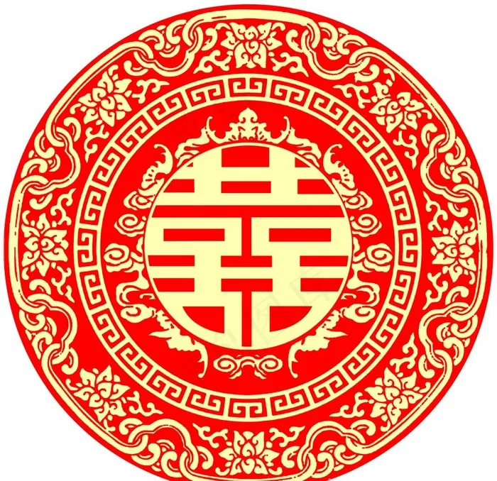 圆形喜字图片psd模版下载