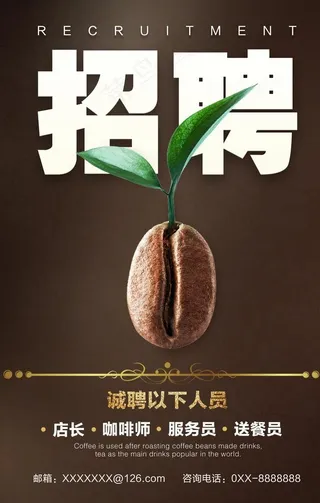 咖啡店招聘海报图片