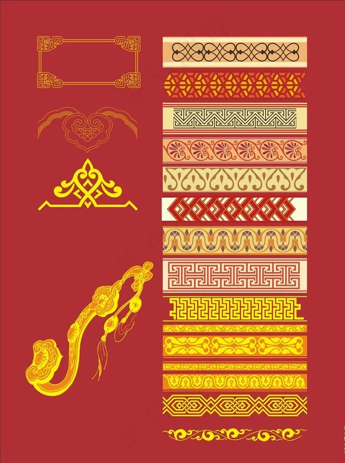 金色花边花纹图片cdr矢量模版下载