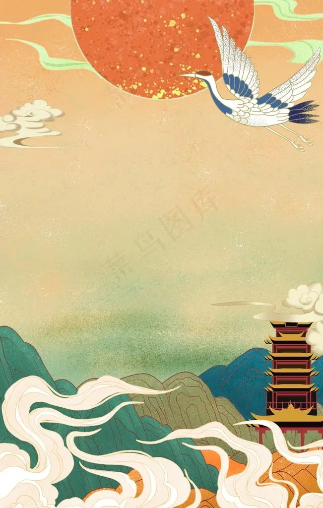 国潮风背景图片(3602X5401(DPI:300))psd模版下载