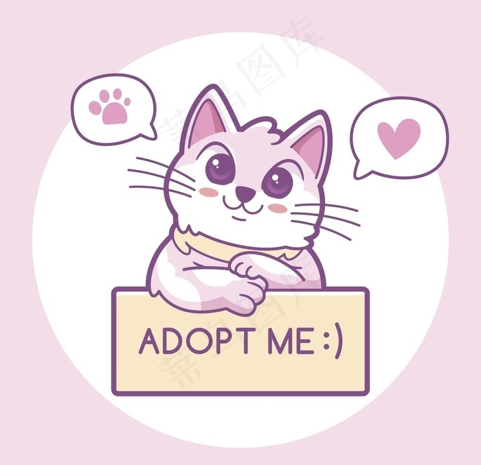 猫 卡通图片ai矢量模版下载