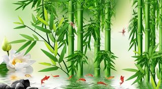 竹子九鱼图分层图片素材