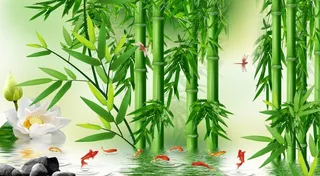 竹子九鱼图分层图片素材