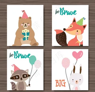 呆萌小清新动物插画图片