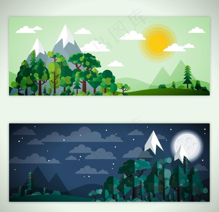 矢量景色 自然风光 手绘 插画图片