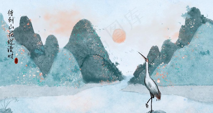 唯美城市插画图片