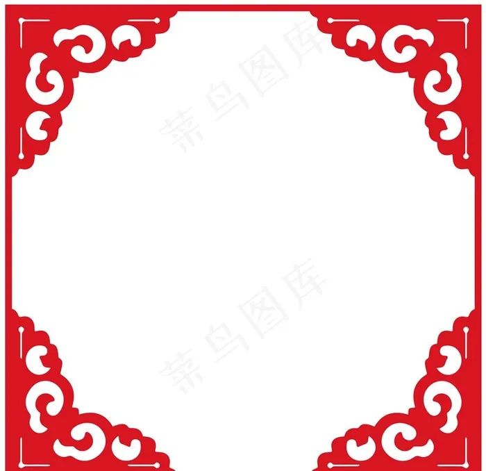 红色中国风边框图片psd模版下载