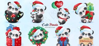 卡通圣诞动物图片