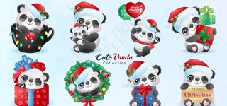 卡通圣诞动物图片