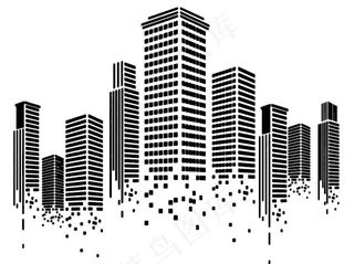 大楼建筑线稿图片