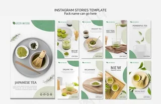 绿色抹茶产品展示H5模板设计图片